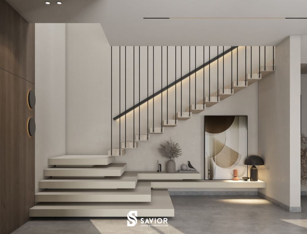 Khu vực cầu thang đầy chất thơ với những chi tiết nhẹ nhàng