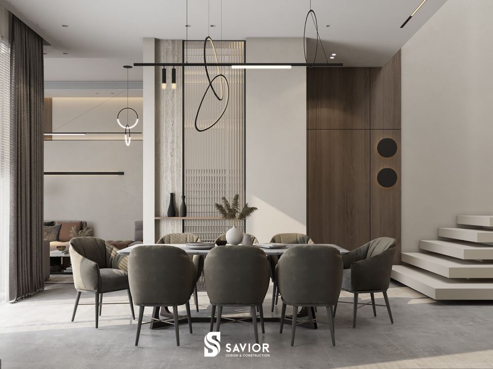 Những đường thẳng ngang dọc kết hợp đường bo tròn mềm mại tạo nên sự cân bằng, hài hòa