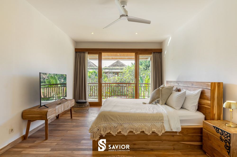 Phòng ngủ với chất liệu gỗ làm chủ đạo