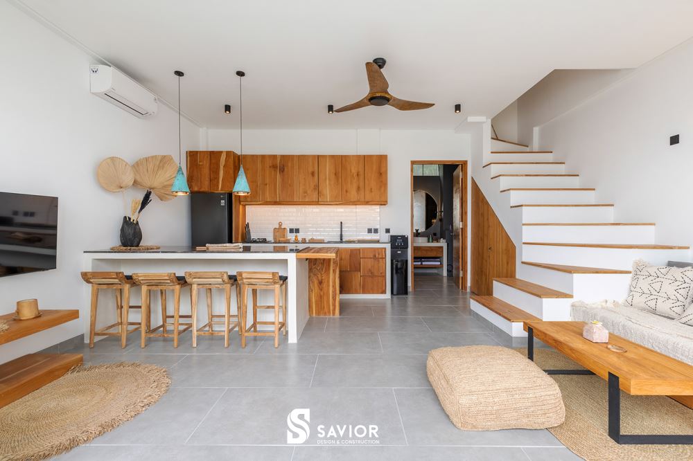 Tầng 1 là phòng khách và nhà bếp