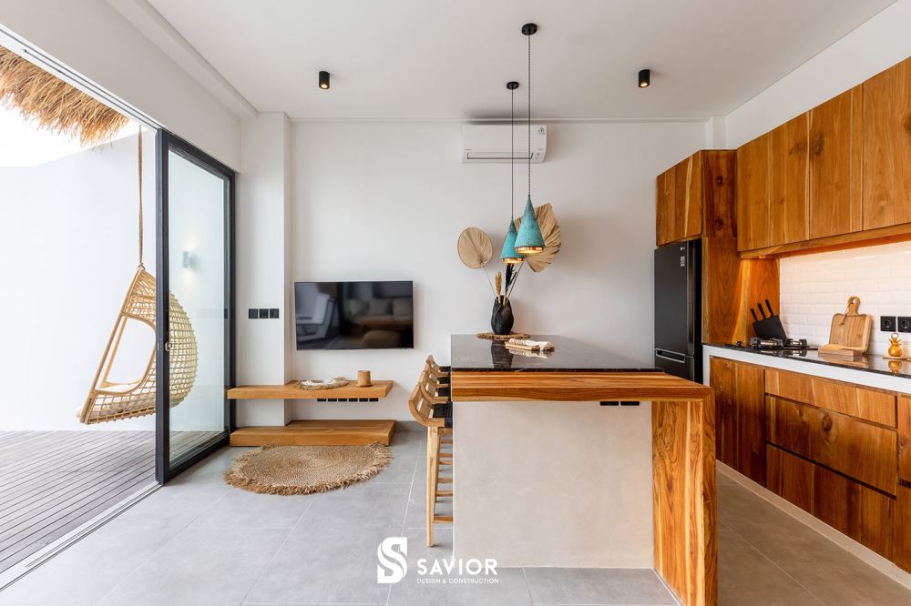 Không gian nhà bếp mở, thoáng mát tránh tình trạng ám mùi