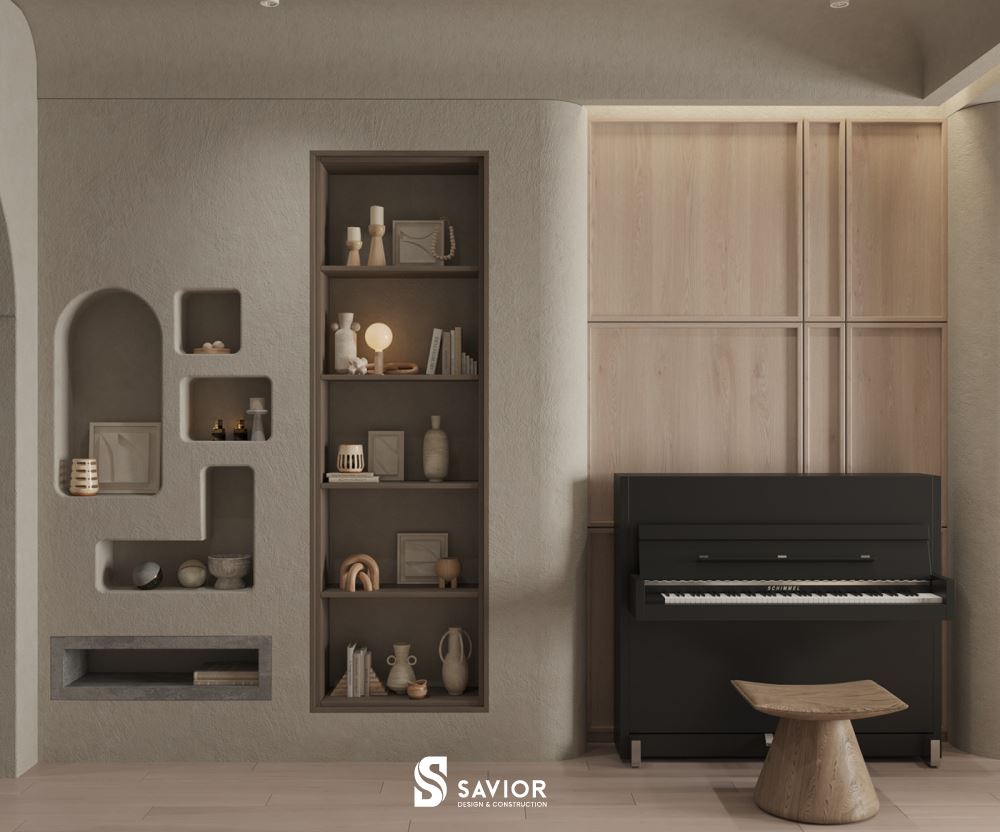 Mẫu nội thất thiết kế chung cư 2 phòng ngủ phong cách WabiSabi