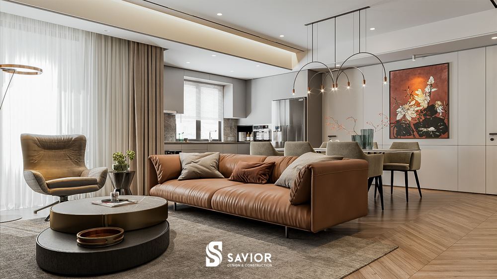 Mẫu thiết kế chung cư 2 phòng ngủ 80m2 hiện đại, tiện nghi