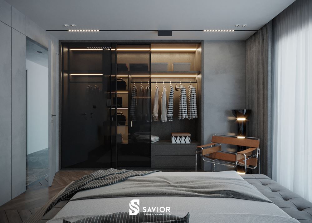 Thiết kế tủ quần áo cửa kính thuận tiện, hiện đại