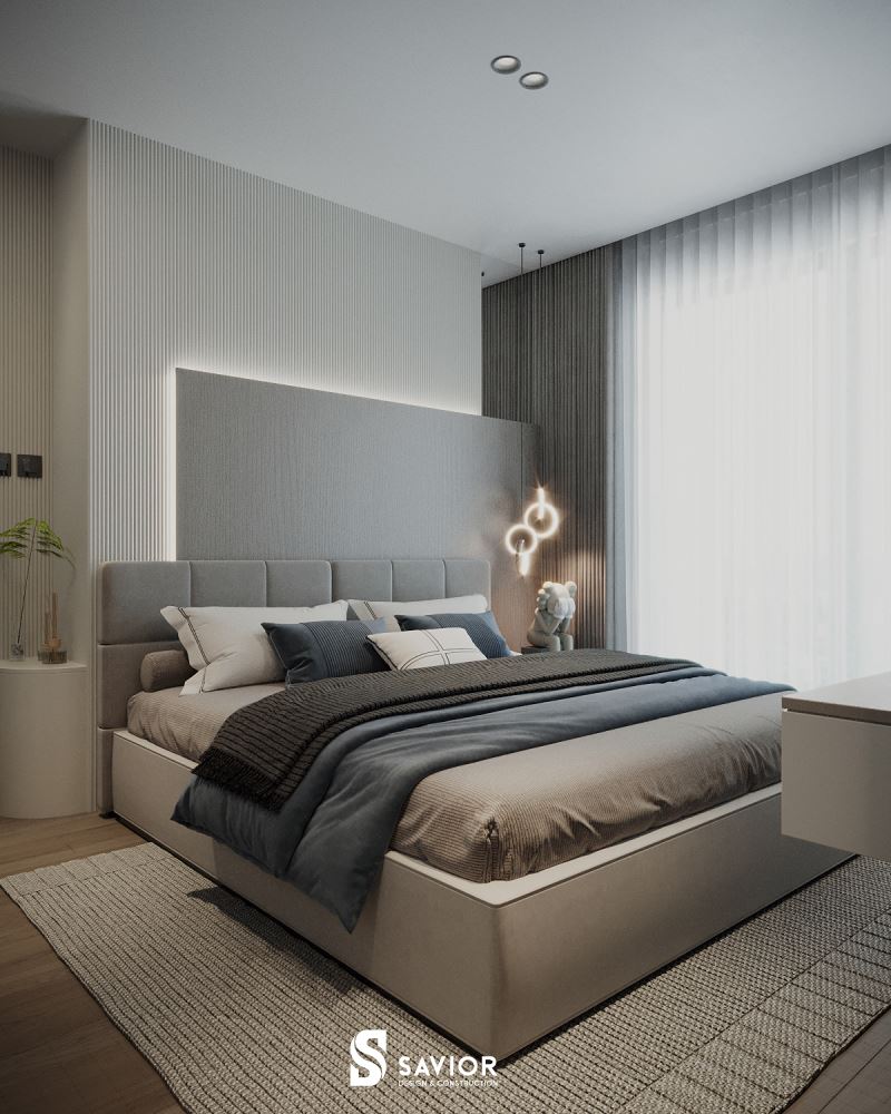 Bên cạnh phòng ngủ là ô cửa sổ lớn tận dụng tối đa ánh sáng tự nhiên