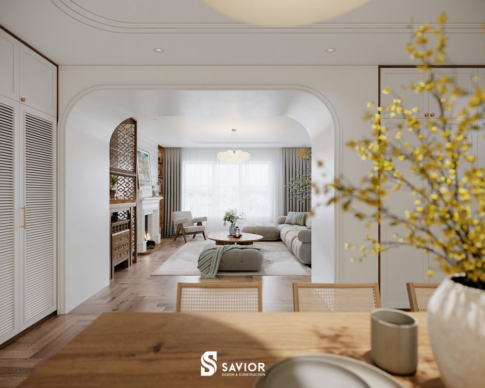 Thiết kế mái vòm mang đến vẻ đẹp nhẹ nhàng, tinh tế hơn cho căn hộ