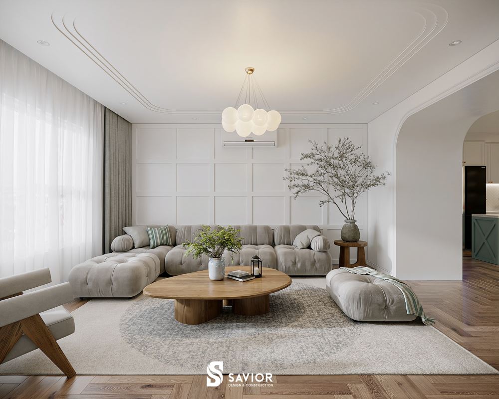 Thiết kế phòng khách bài trí nội thất tinh tế, tập trung vào công năng sử dụng