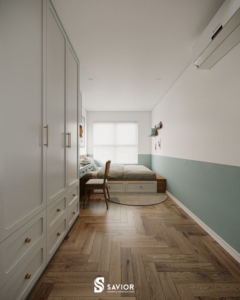 Phòng ngủ con được thiết kế tối ưu diện tích, tập trung nhu cầu sử dụng