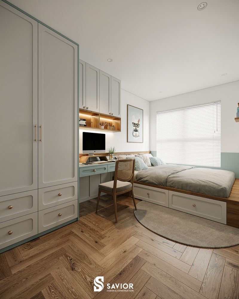 Nội thất bố trí hiện đại với gam màu tươi sáng