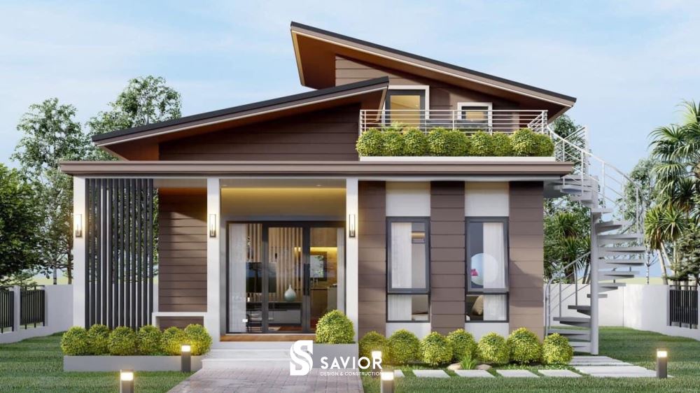 Mẫu thiết kế nhà đẹp 1 tầng có gác lửng