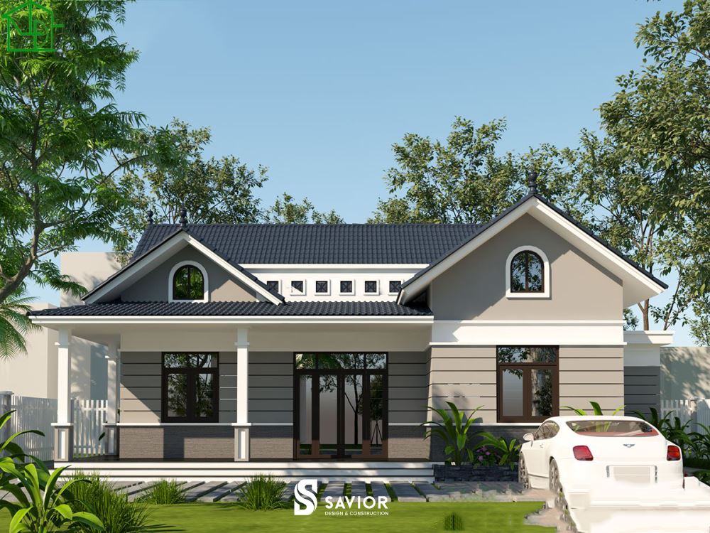 Mẫu thiết kế nhà đẹp 1 tầng 3 phòng ngủ mái Nhật