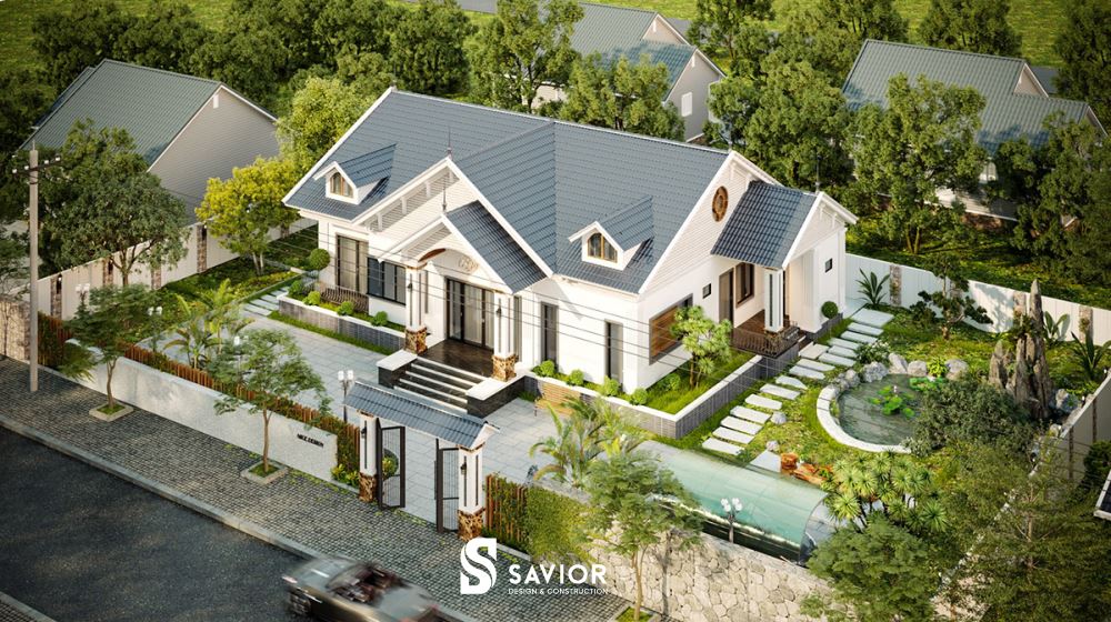 Mẫu thiết kế nhà đẹp 1 tầng 4 phòng ngủ hiện đại