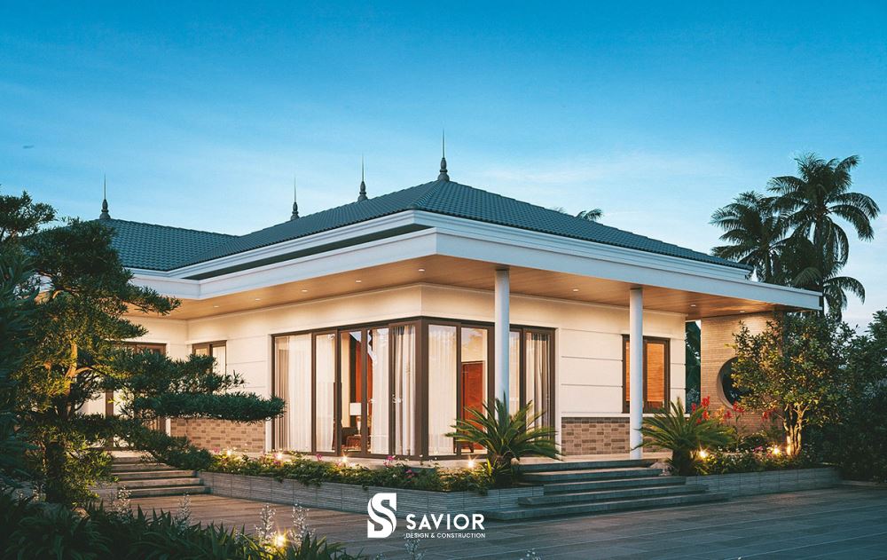 Thiết kế nhà vườn 1 tầng 4 phòng ngủ