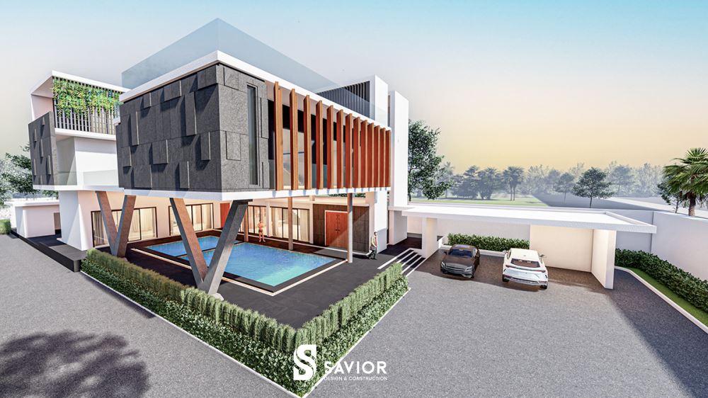 Không gian bên trong khuôn viên ngôi nhà rộng lớn, thoáng mát