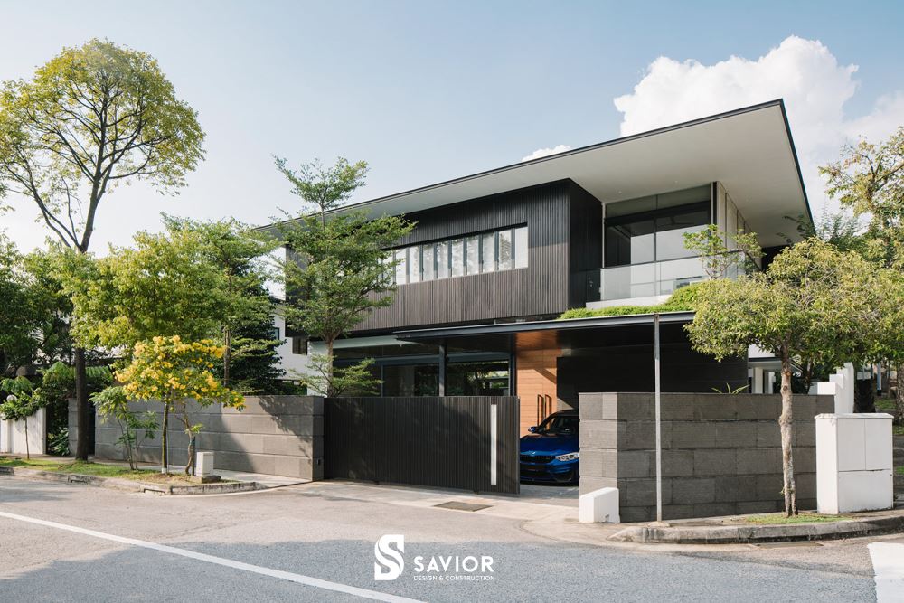 Thiết kế mẫu nhà với tông màu chính là xám - đen hiện đại