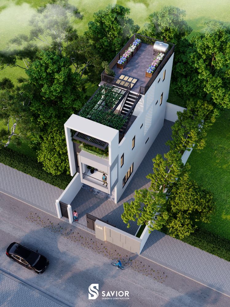 Góc tổng quan nhìn từ trên cao của mẫu nhà