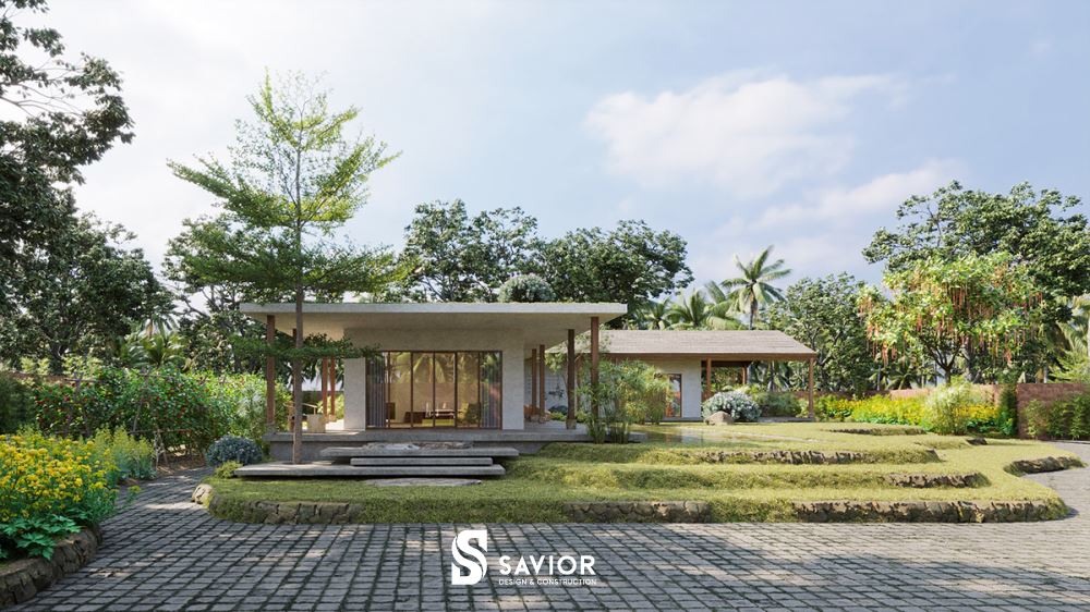 Mẫu thiết kế nhà vườn 1 tầng đẹp truyền thống