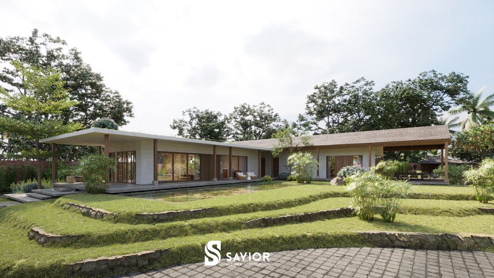 Căn nhà có diện tích rất lớn, phần lớn đều được sử dụng cho cảnh quan sân vườn