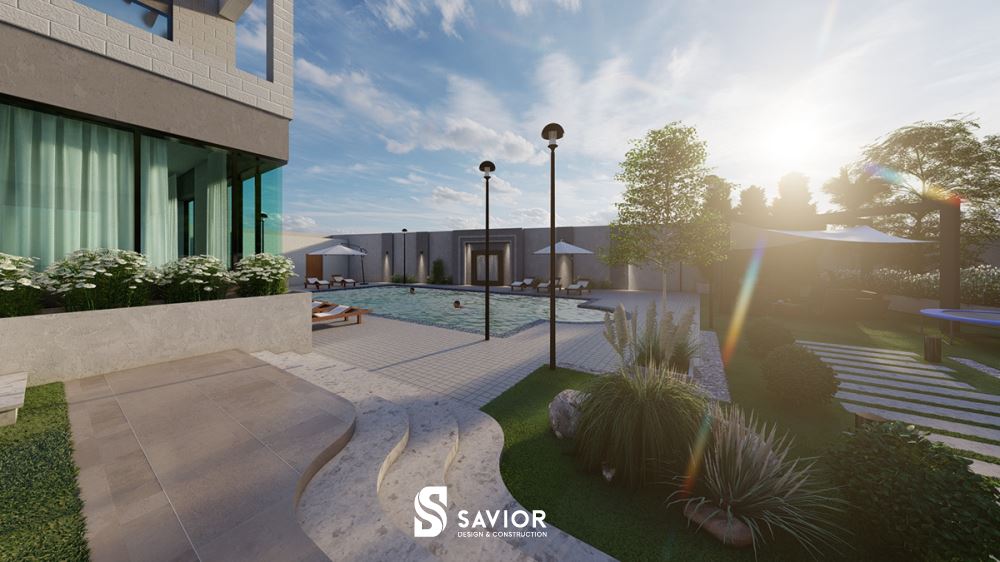 Thiết kế nhà 2 tầng hiện đại đẹp với cảnh quan sân vườn ấn tượng