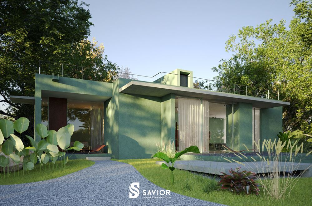 Mẫu thiết kế nhà vườn đẹp, độc đáo với gam màu xanh lá