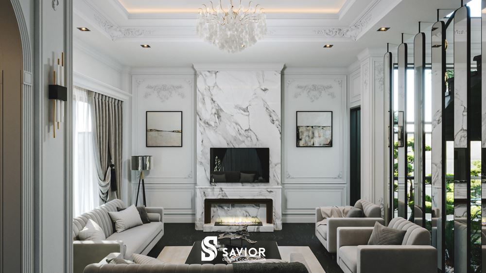 Mẫu thiết kế nội thất biệt thự liền kề cổ điển xa hoa