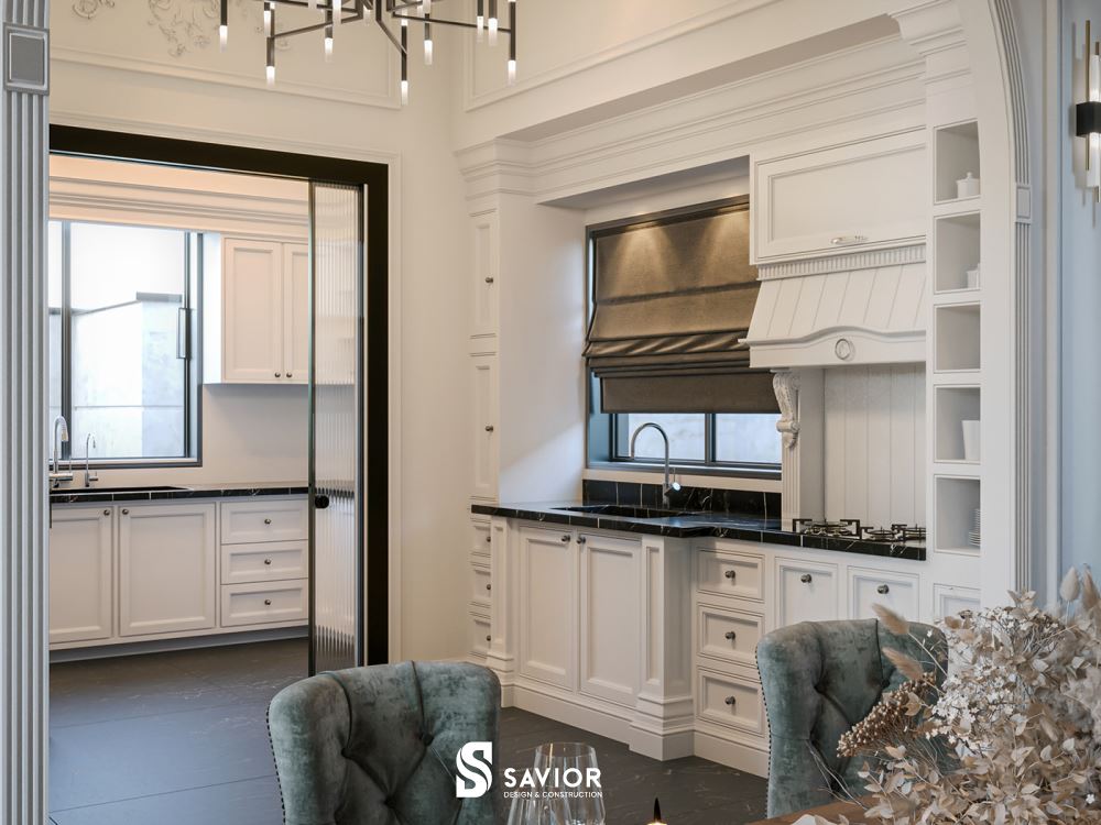 Không gian nhà bếp thoáng rộng, tiện nghi