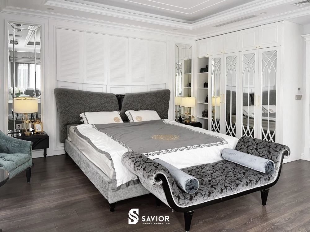 Phòng ngủ Master của mẫu thiết kế nội thất biệt thự liền kề tân cổ điển