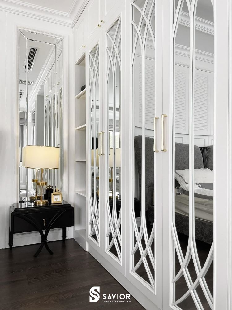 Hệ tủ cánh kính kết hợp đường viền độc đáo, yêu kiều