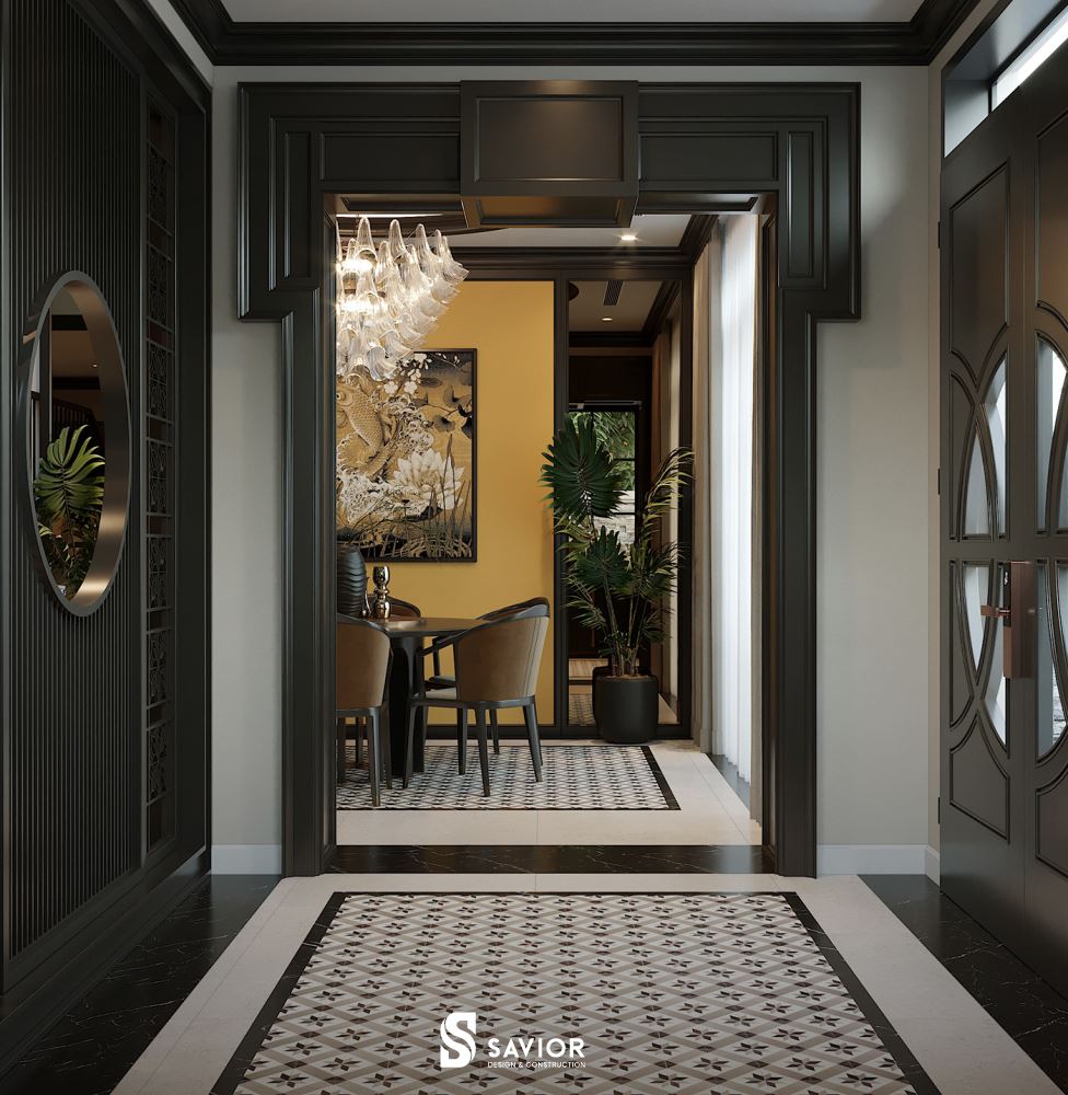 Thiết kế nội thất biệt thự liền kề phong cách Đông Dương