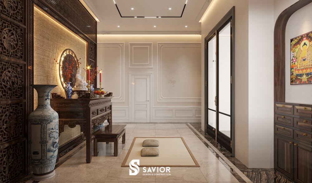 Không gian phòng thờ trang nghiêm, linh thiêng