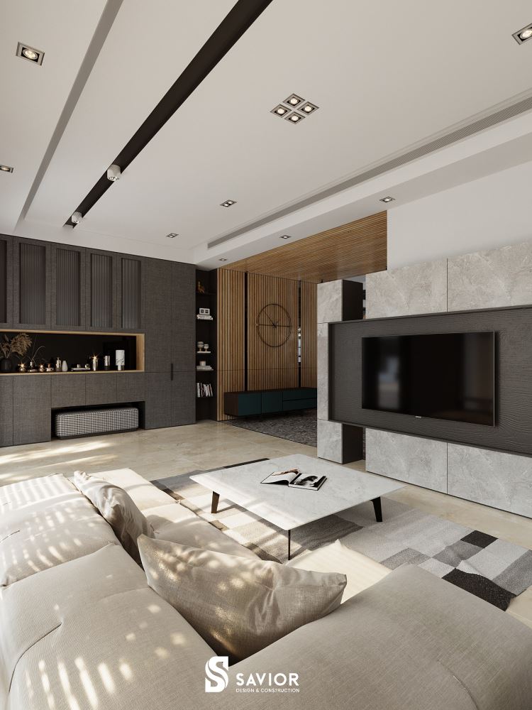 Không gian phòng khách thông thoáng, rộng rãi