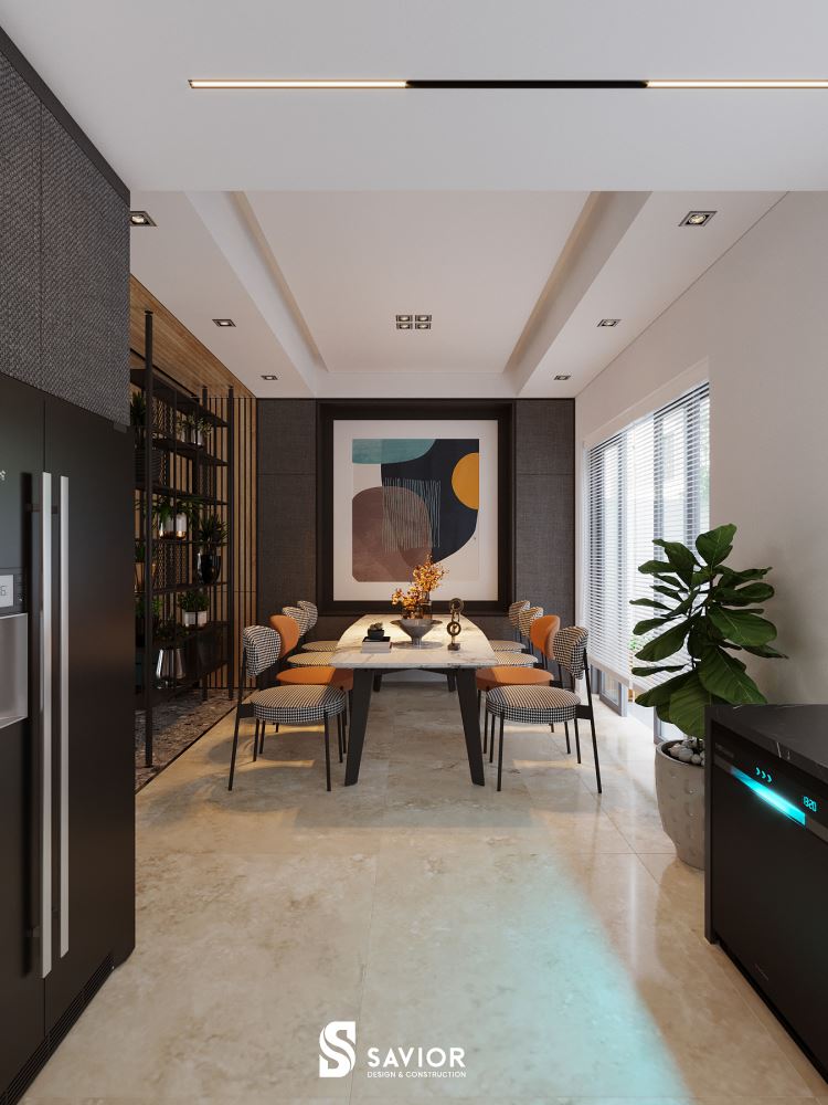 Phòng ăn rộng rãi, đáp ứng nhu cầu sử dụng lớn của gia chủ