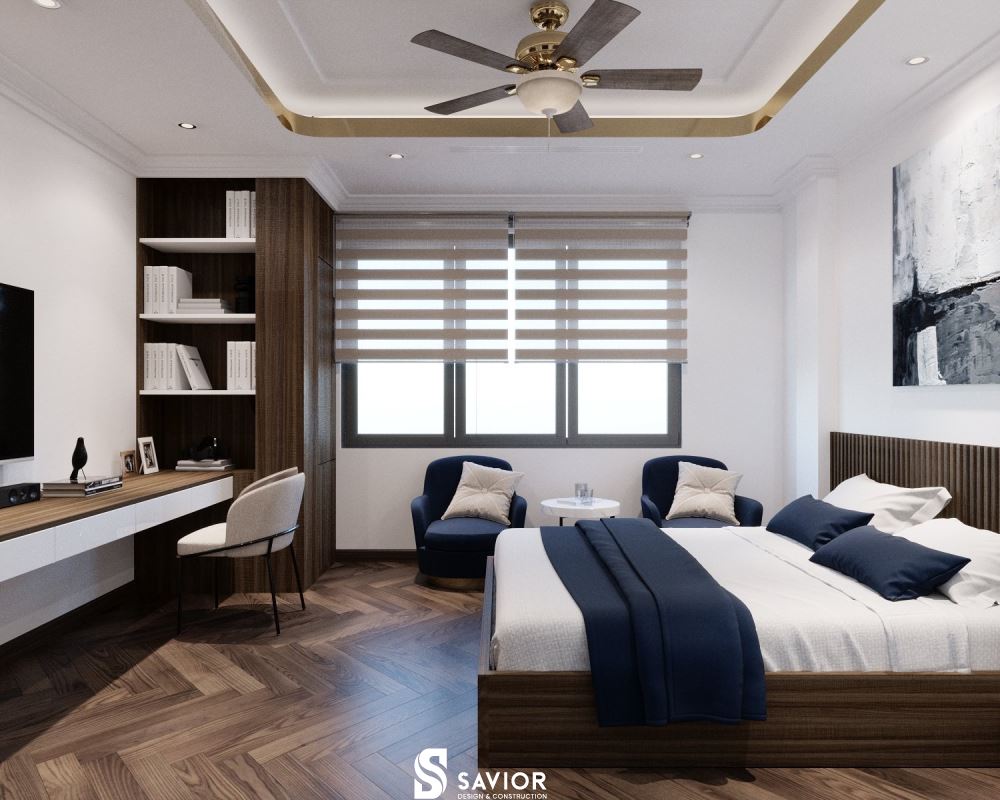 Phòng ngủ phụ với chất liệu gỗ công nghiệp