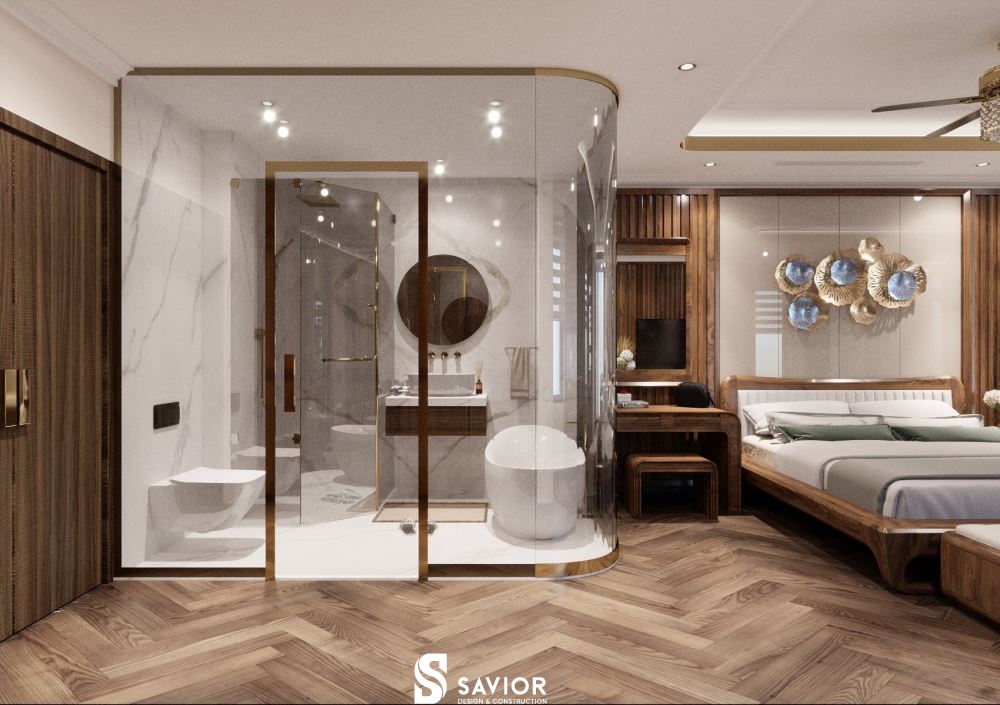 Sử dụng vách kính ngăn cách phòng vệ sinh