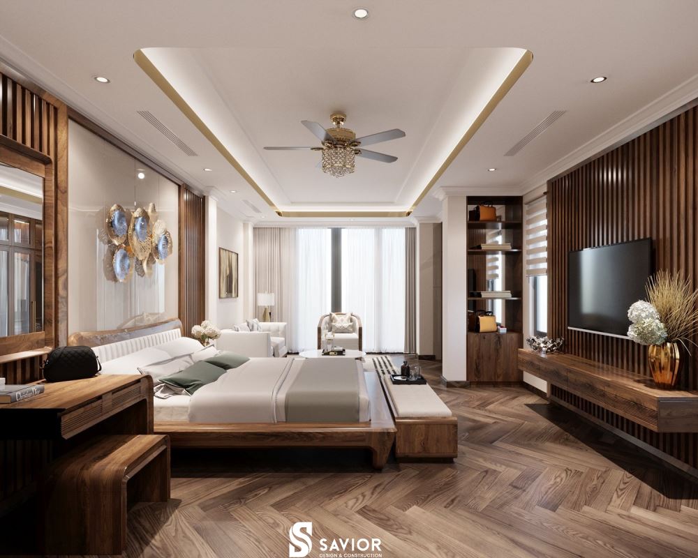 Phòng ngủ Master gỗ óc chó