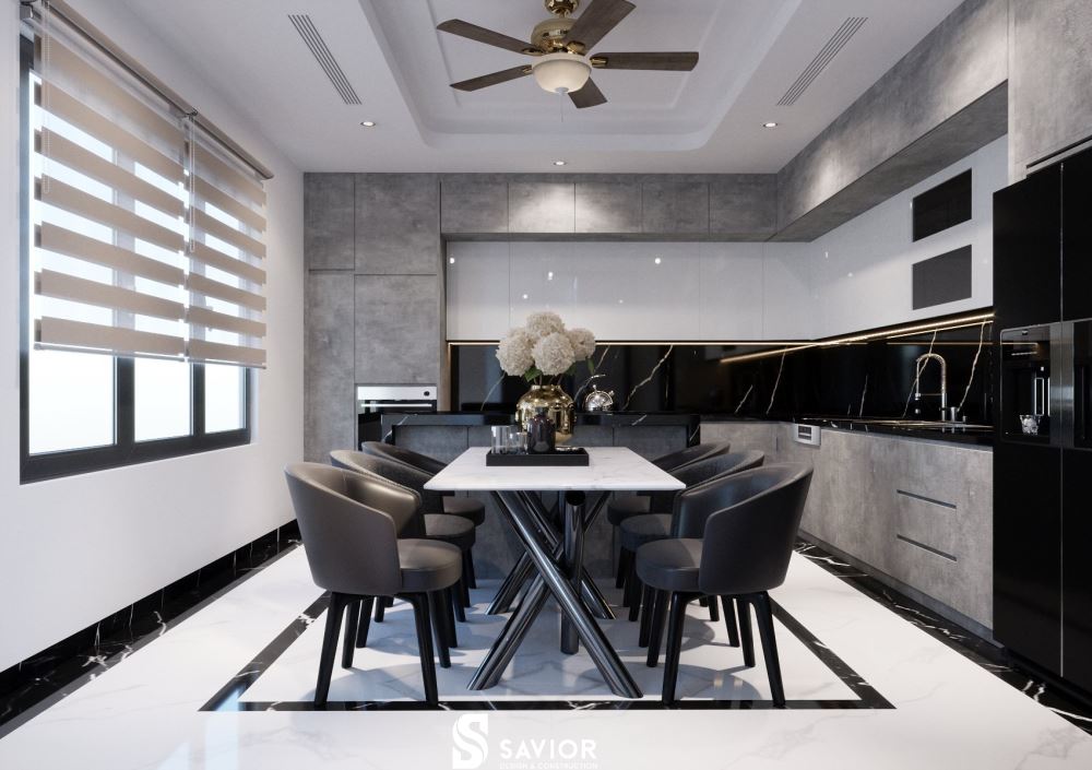 Nhà bếp với chất liệu gỗ công nghiệp