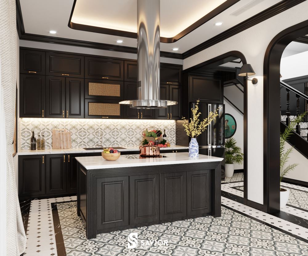 Nhà bếp gợi nhớ nét truyền thống với chất liệu gỗ tự nhiên