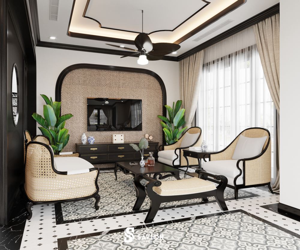 Không gian phòng khách ấm cúng, có phong vị rất riêng đầy ấn tượng