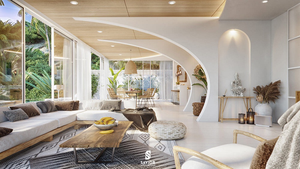 Bên bờ biển với gam màu trắng chủ đạo