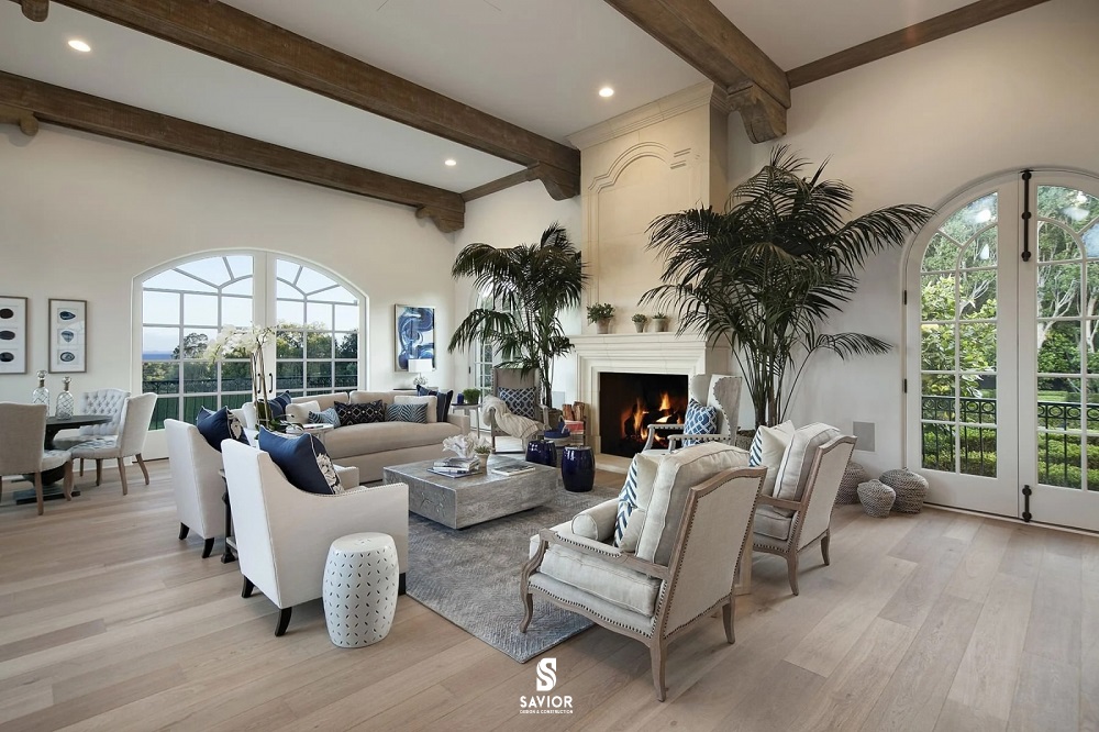 Ý tưởng thiết kế nội thất phòng khách biệt thự đẹp từng cm 26 Phòng khách có cửa vòm hướng ra ngoài đón nắng là đặc trưng pphong cách Địa Trung Hải