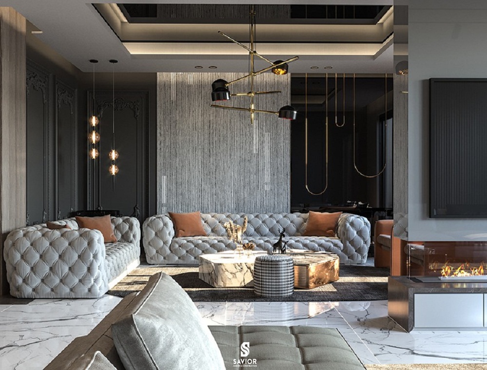 Một trong những nét đặc trưng của phong cách tân cổ điển là sử dụng chất liệu nội thất cao cấp