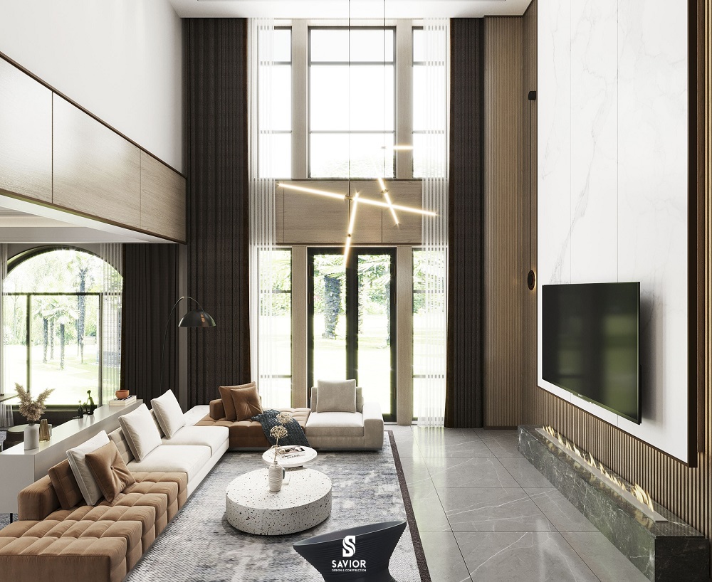 Ý tưởng thiết kế nội thất phòng khách biệt thự đẹp từng cm 6 Phòng khách biệt thự hiện đại, tinh tế và ấm cúng