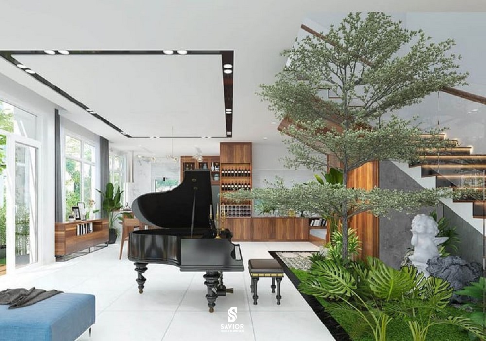 Ý tưởng thiết kế nội thất phòng khách biệt thự đẹp từng cm 17 Mang không gian thiên nhiên tươi mát, bình yên vào biệt thự phòng khách