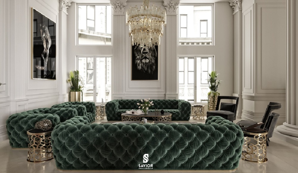 Ý tưởng thiết kế nội thất phòng khách biệt thự đẹp từng cm 10 Bộ đèn chùm lớn, tráng lệ để làm tăng thêm vẻ đẹp của biệt thự tân cổ điển