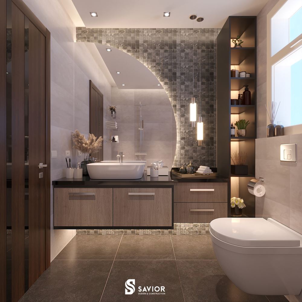 Hệ gương độc đáo tạo thêm điểm nhấn cho phòng tắm 