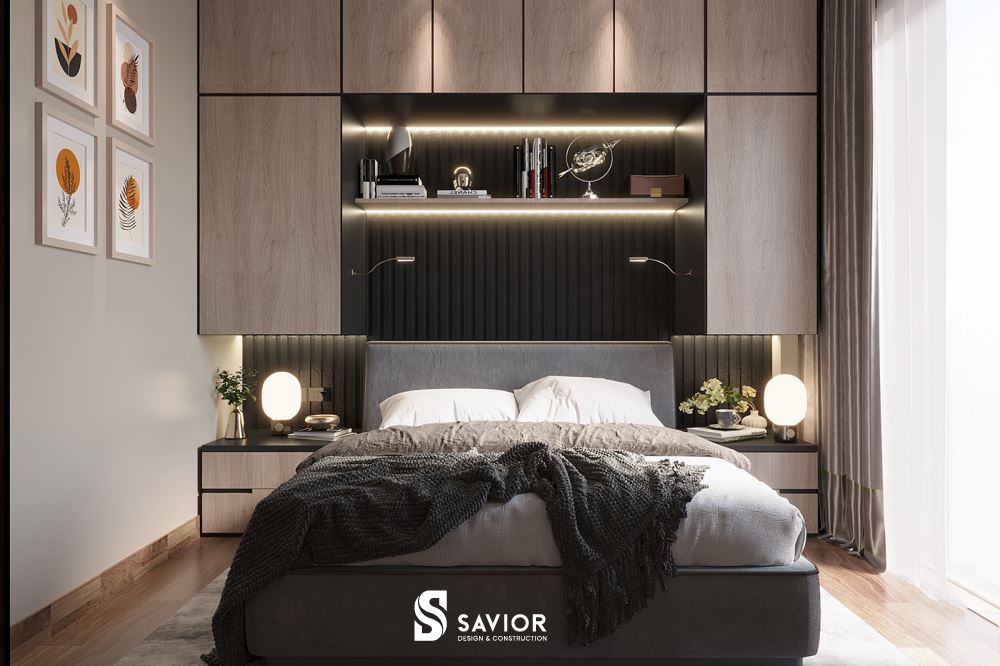 Phòng ngủ con với tông màu trầm tĩnh