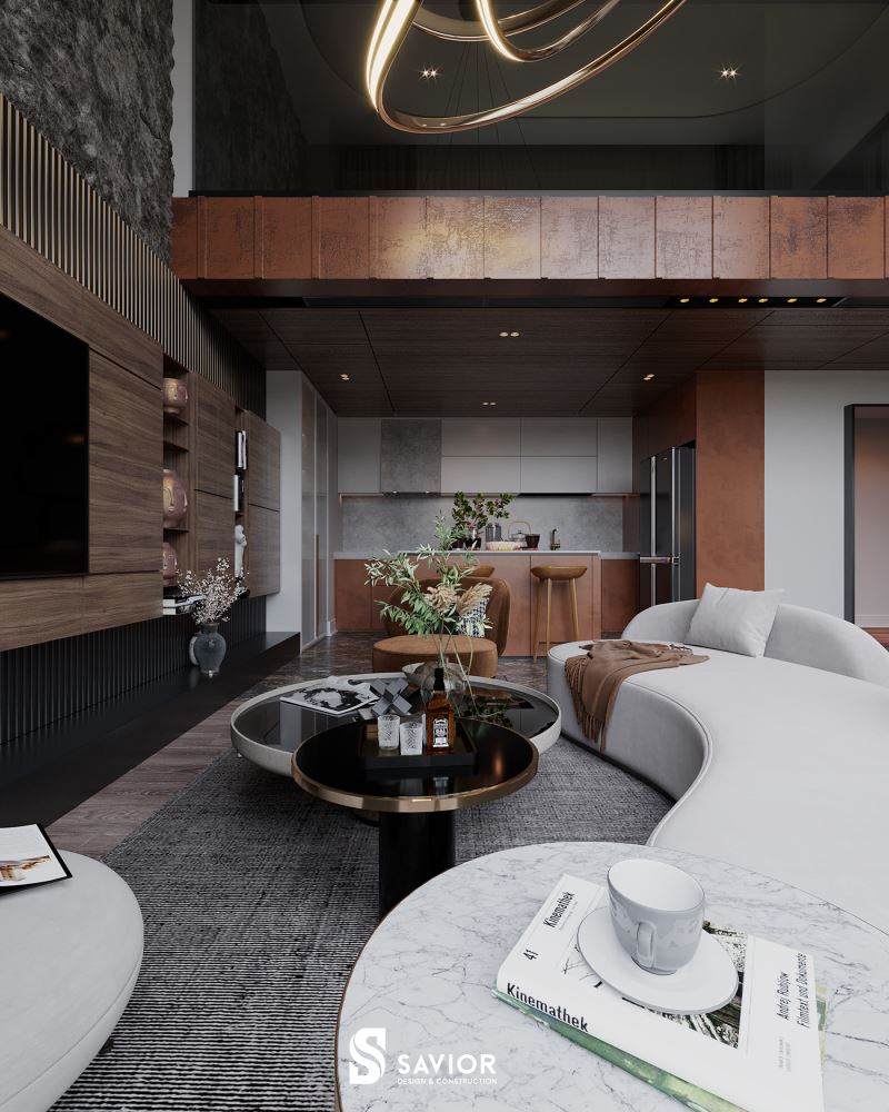 Tông màu đơn sắc, nhẹ nhàng làm chủ đạo trong mẫu thiết kế căn hộ Duplex này