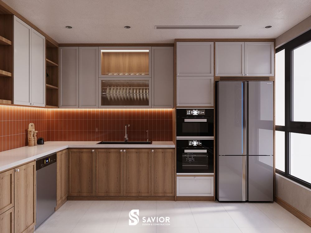 Chất liệu gỗ công nghiệp được sử dụng trong căn bếp