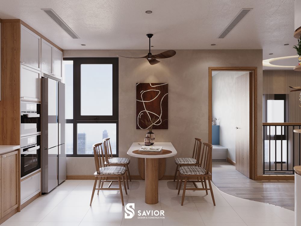 Khu vực bàn ăn ấm cúng, thoải mái với không gian mở