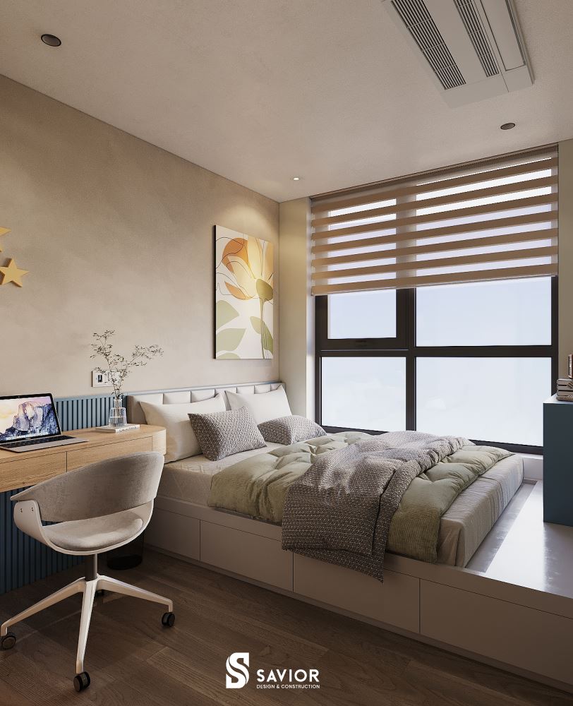 Thiết kế tối ưu công năng sử dụng cho căn phòng ngủ con